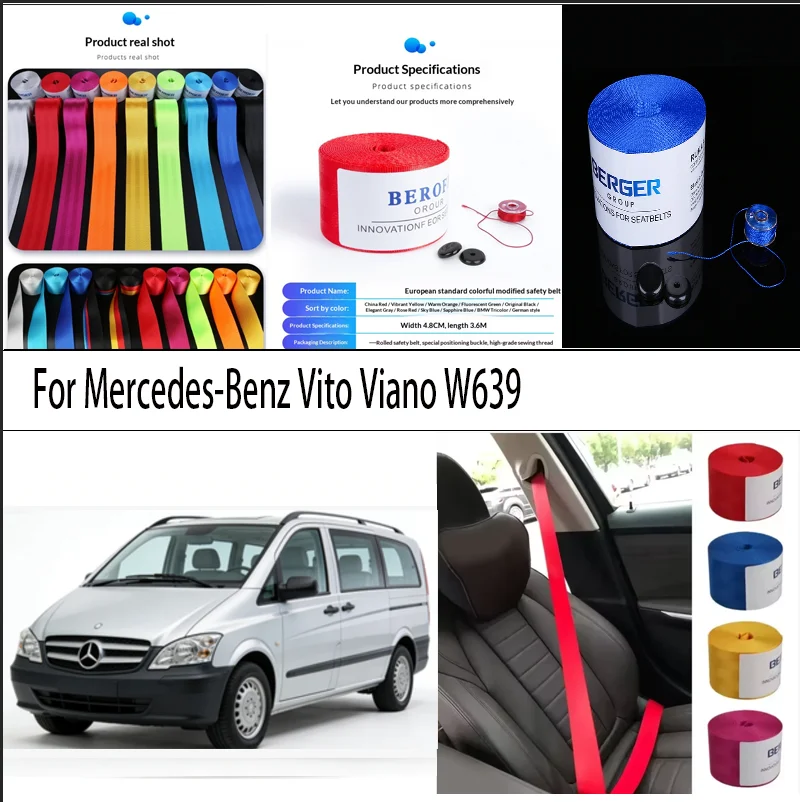 

For Mercedes-Benz Vito Viano W639 Car Seat Belt Seatbelt Webbing Lap Retractable Safety Strap 48MM