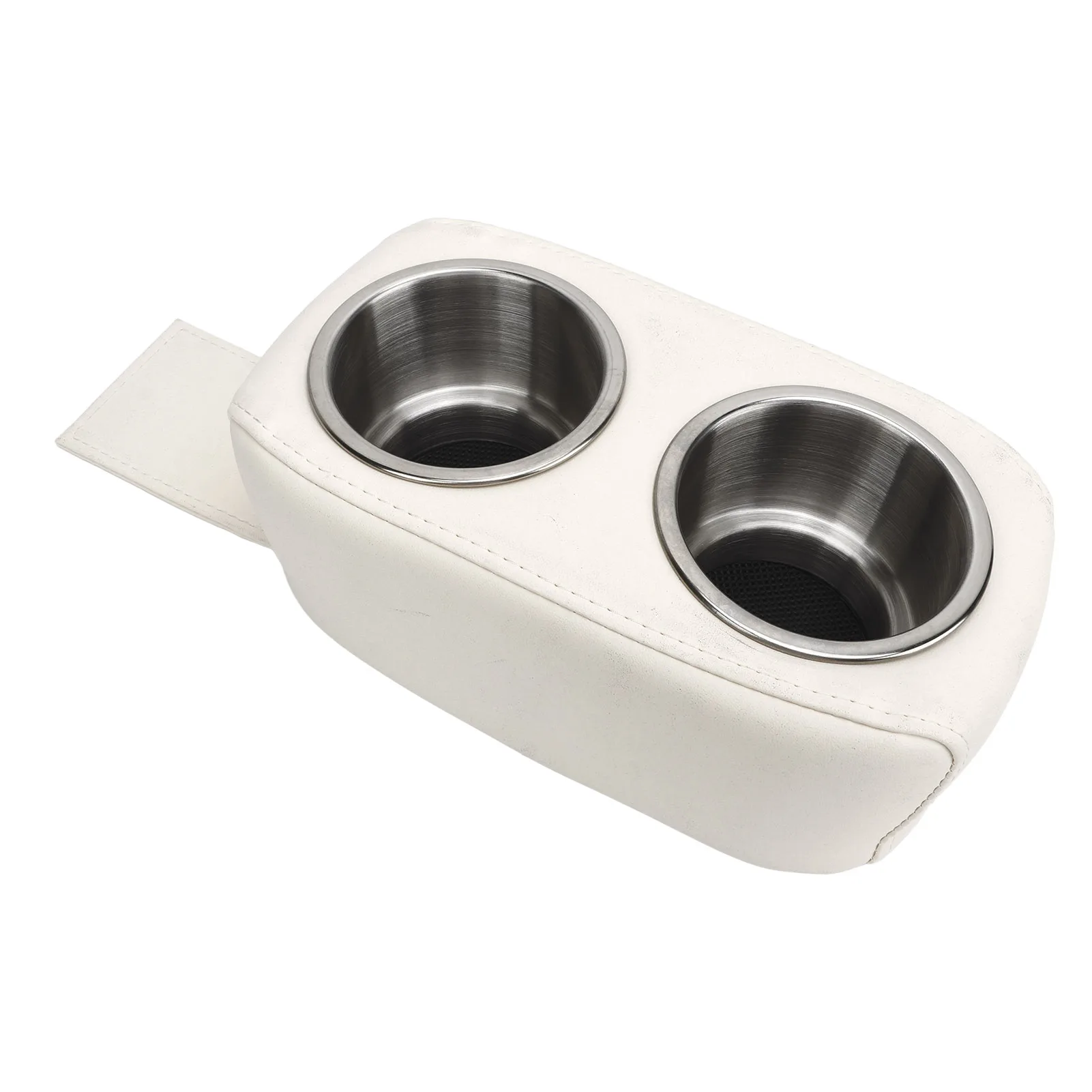 

Pontoon Cup Holder - Double Stainless Steel, Portable Drink Bottle Holder, White - for RV Yacht Boat Car - Cup Holder Accessory