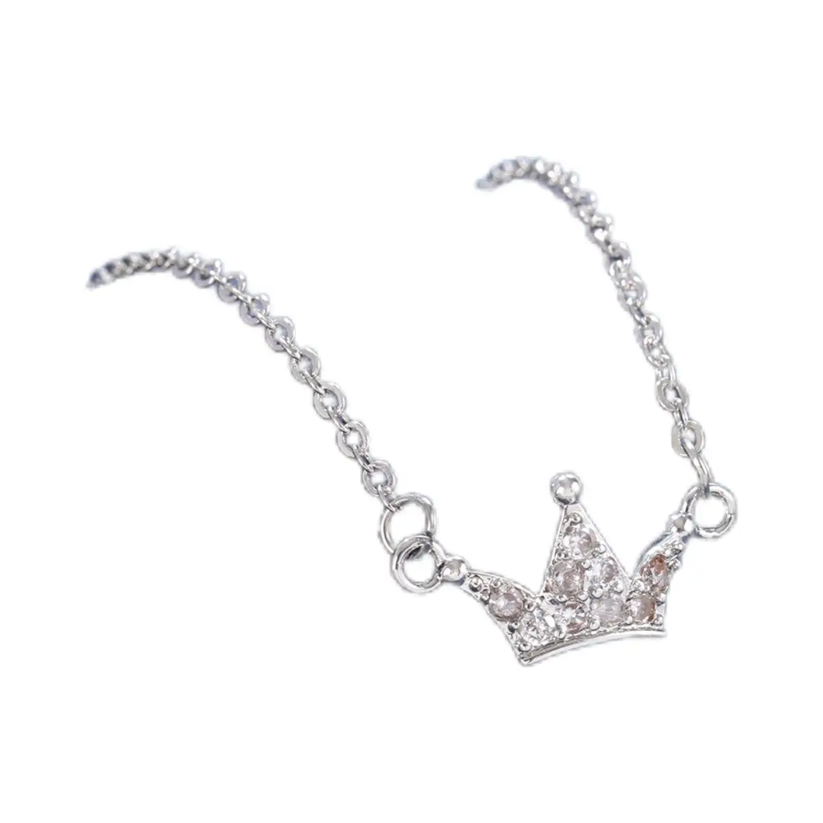 بسيطة صغيرة تاج الإناث الزركون الاكسسوارات المشبك 925 فضة مجوهرات سلسلة الترقوة قلادة القلائد XL012 #5