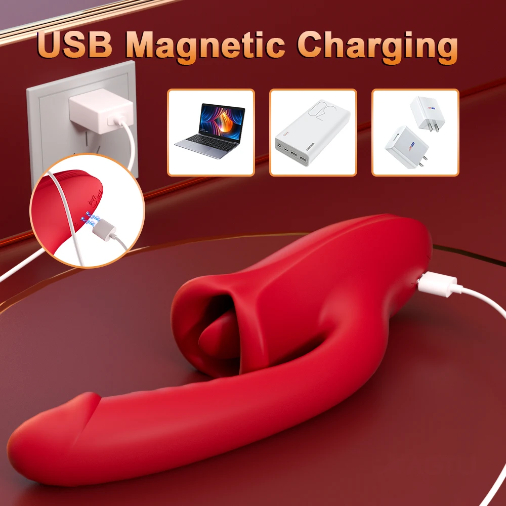Dildo Vibrator for Women Tongue Licking Oral Nipple Clitoris Stimulator Vagina G-spot Massager Female Masturbator Adult Sex Toys