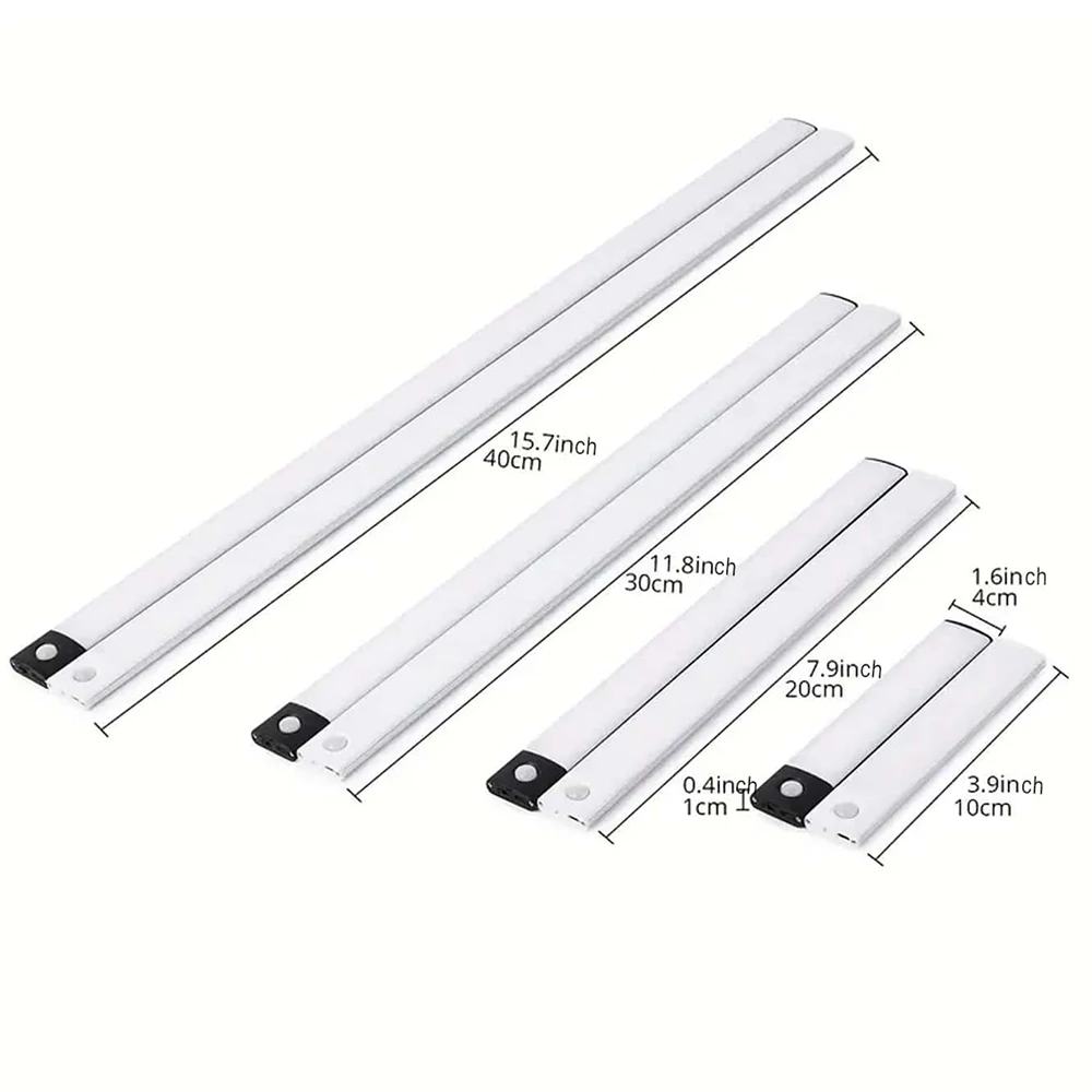 10/20/30/40cm LED Ultra Thin Lights Smart Led Strip Magnetic Rechargeable Sensor Night Light For Kitchen Closet Cabinet Lighting