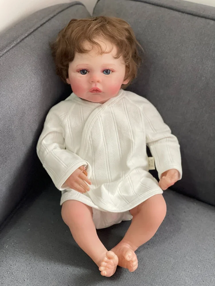 

48CM Meadow Bebe Reborn Dolls with Curly Hair 3D Painted Skin Handmade Lifelike Newborn Baby Doll