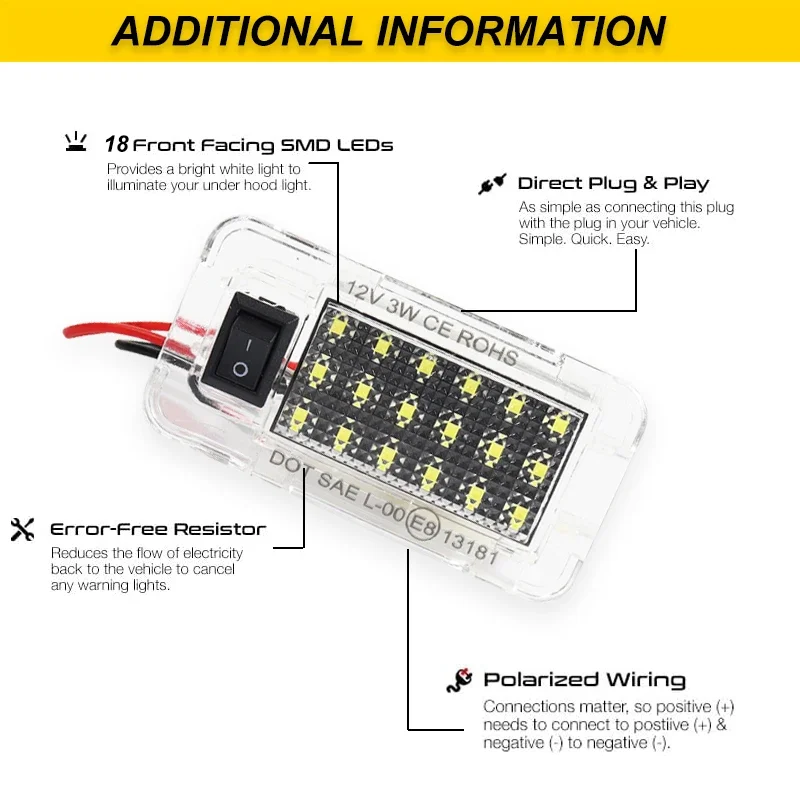 Interior Trunk Luggage Compartment LED Light For Toyota 18-22 Rav4 MK5 2004-10 Prius 16-22 Sienna 14-15 Highlander 09-15 Venza
