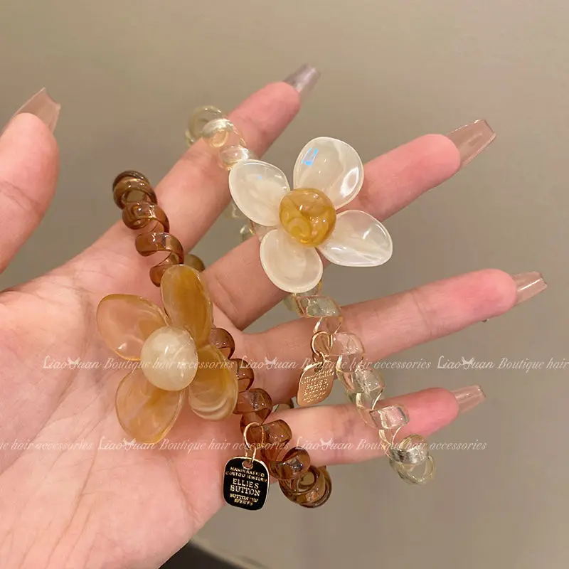 

Simple Flower Head Rope 2025 New Rubber Band Female Tie Hair Rope Summer Durable Phone Cord Hair Loop Ins Wind