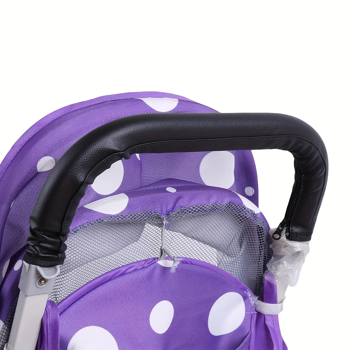 Stroller Handle Cover, PU Protective Cover, Foldable and Washable Zipper Style universal baby Stroller Handle Glove, One Set