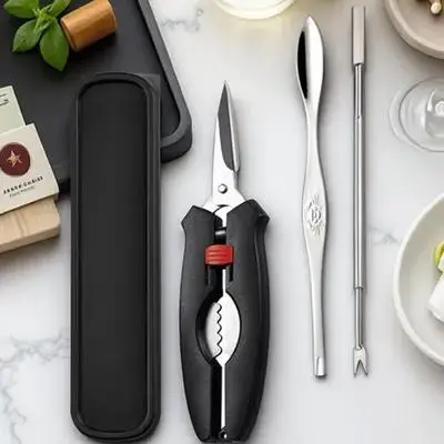 

1Set Crab Scissors Set Professional Seafood Tools Resistance Compact Practical Texture Gift for Seafood Lovers