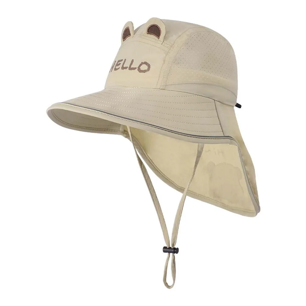 

Breathable Capybara Fisherman Hat Windproof Rope Anti-Splash Water Kids Sunshade Hat Polyester Thin Cartoon Sunscreen Basin Cap