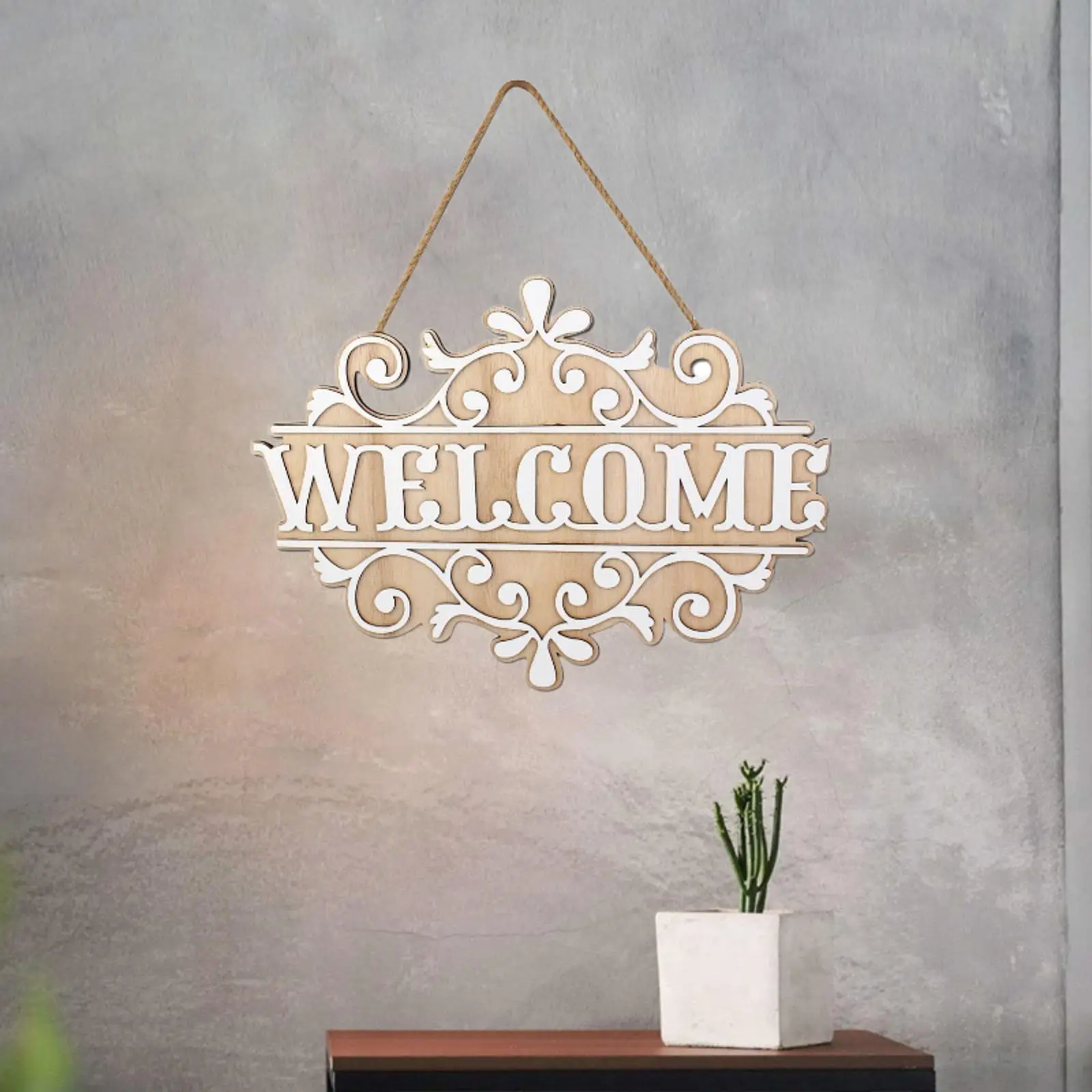 

Wood Wall Hanging Welcome Sign Plaque Decoration Multifunctional 16.1x11.8inch Rustic for Porch Decor Accessories