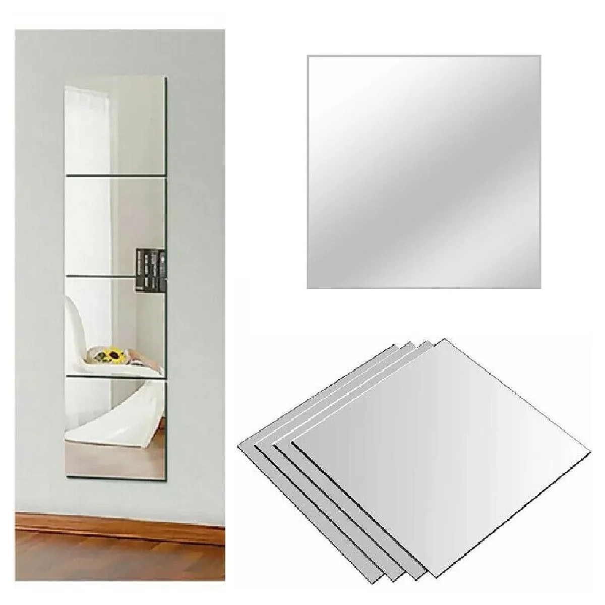 Mirror Square Sticker 15x15cm Bathroom Bedroom Decoration