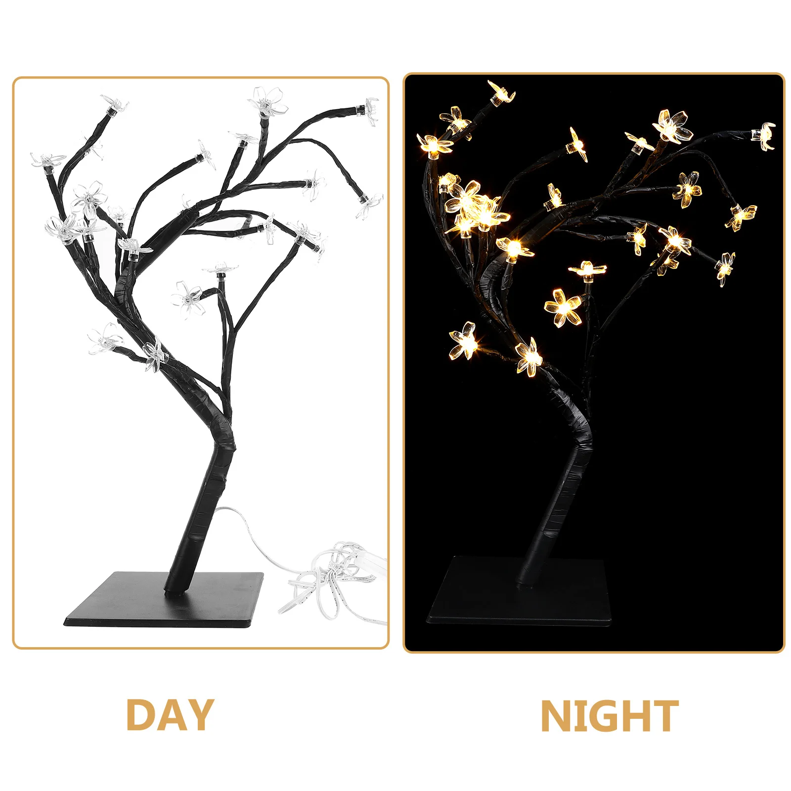 الألياف البصرية زهرة شجرة ضوء أسود الجدول مصباح للمنزل مكتب الزفاف الديكور الأبيض التعبئة والتغليف الإبداعية شجرة ضوء الزخرفية #2