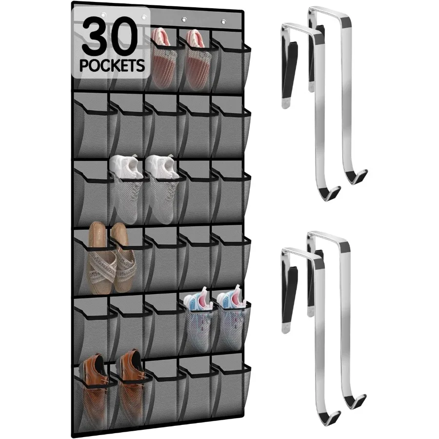 

Over the Door Shoe Organizer with 30 Breathable Mesh Pockets Large Capacity Closet Storage for Men Women Hanging Shoe Rack Orga