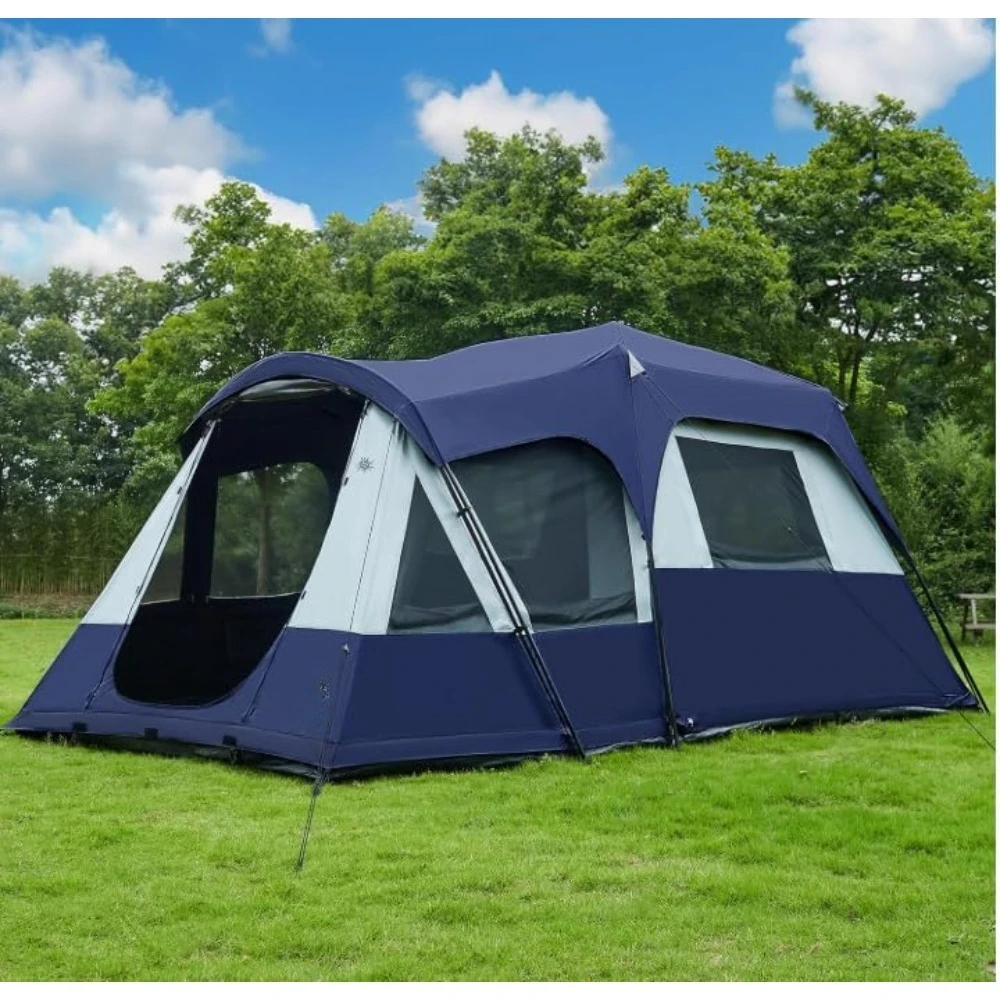 

Палатка для затемнения на 8 человек, семейная палатка для кемпинга с несколькими комнатами, дополнительным крыльцом и дождевиком, огромная портативная палатка для 2 комнат