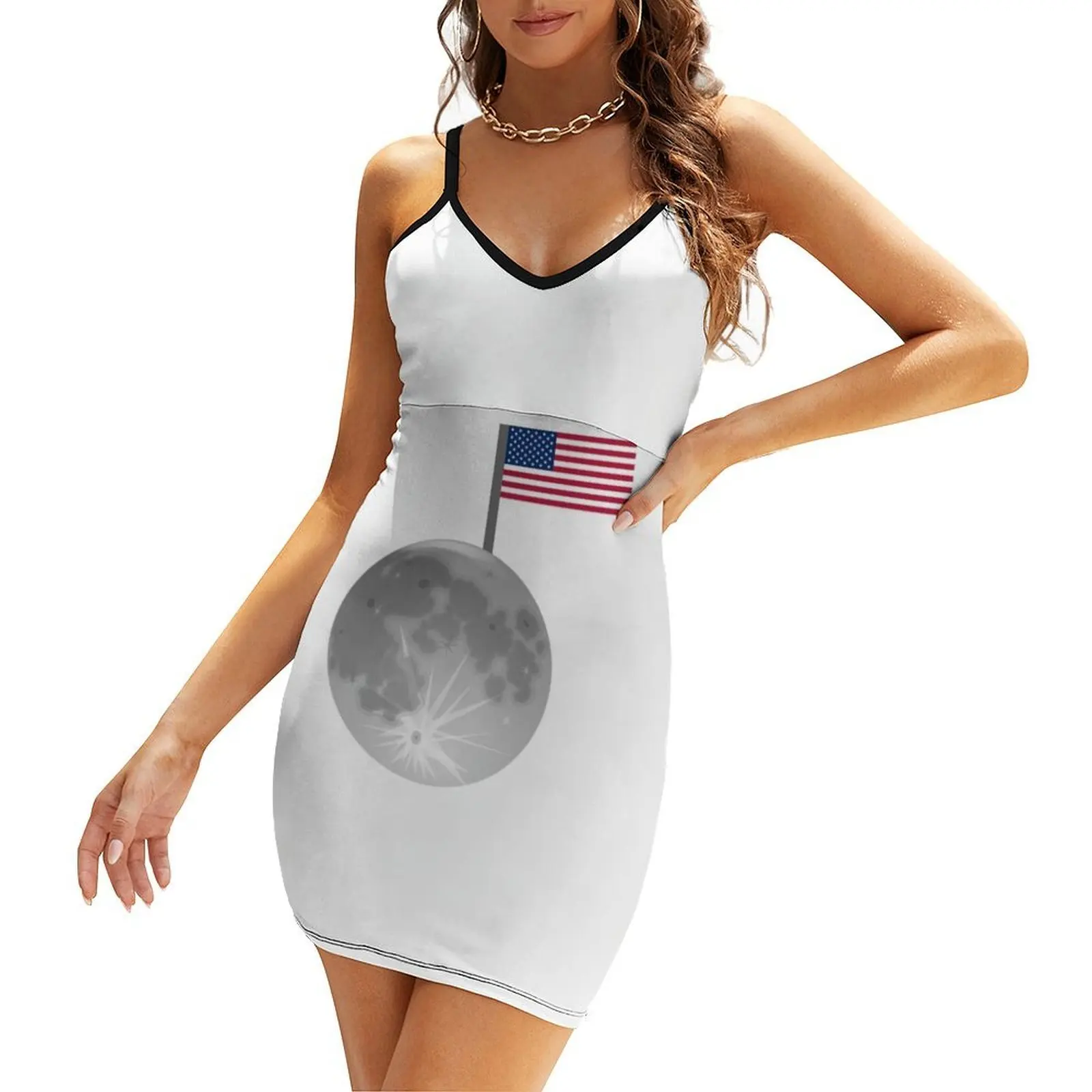

USA Flag on Moon Sling Dress evening dress woman dresses for official occasions ladies dresses for women 2025