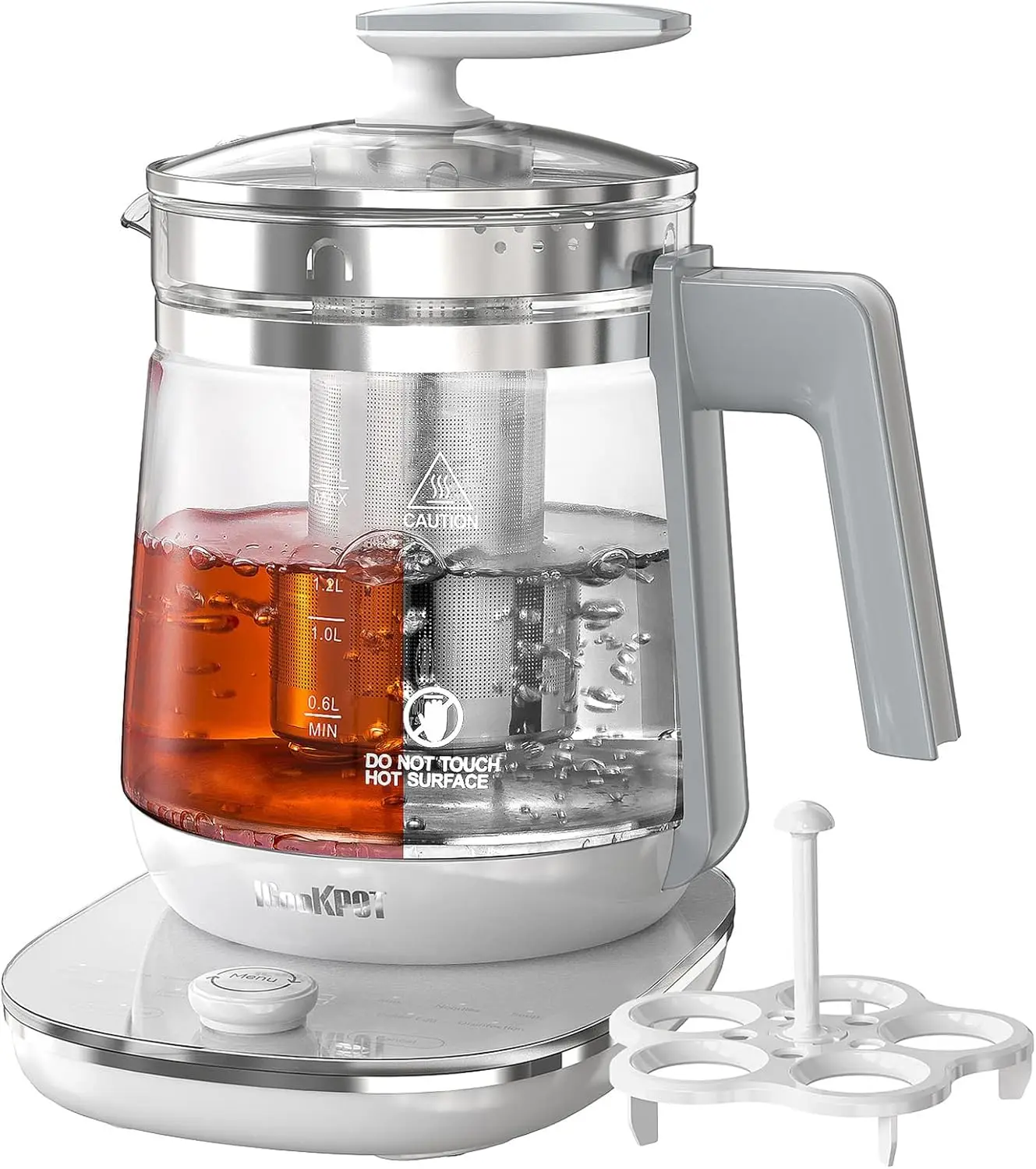 

Electric Kettle 1.5L Glass, 1200W, BPA Free, Auto Shut-Off, Stainless Steel, White