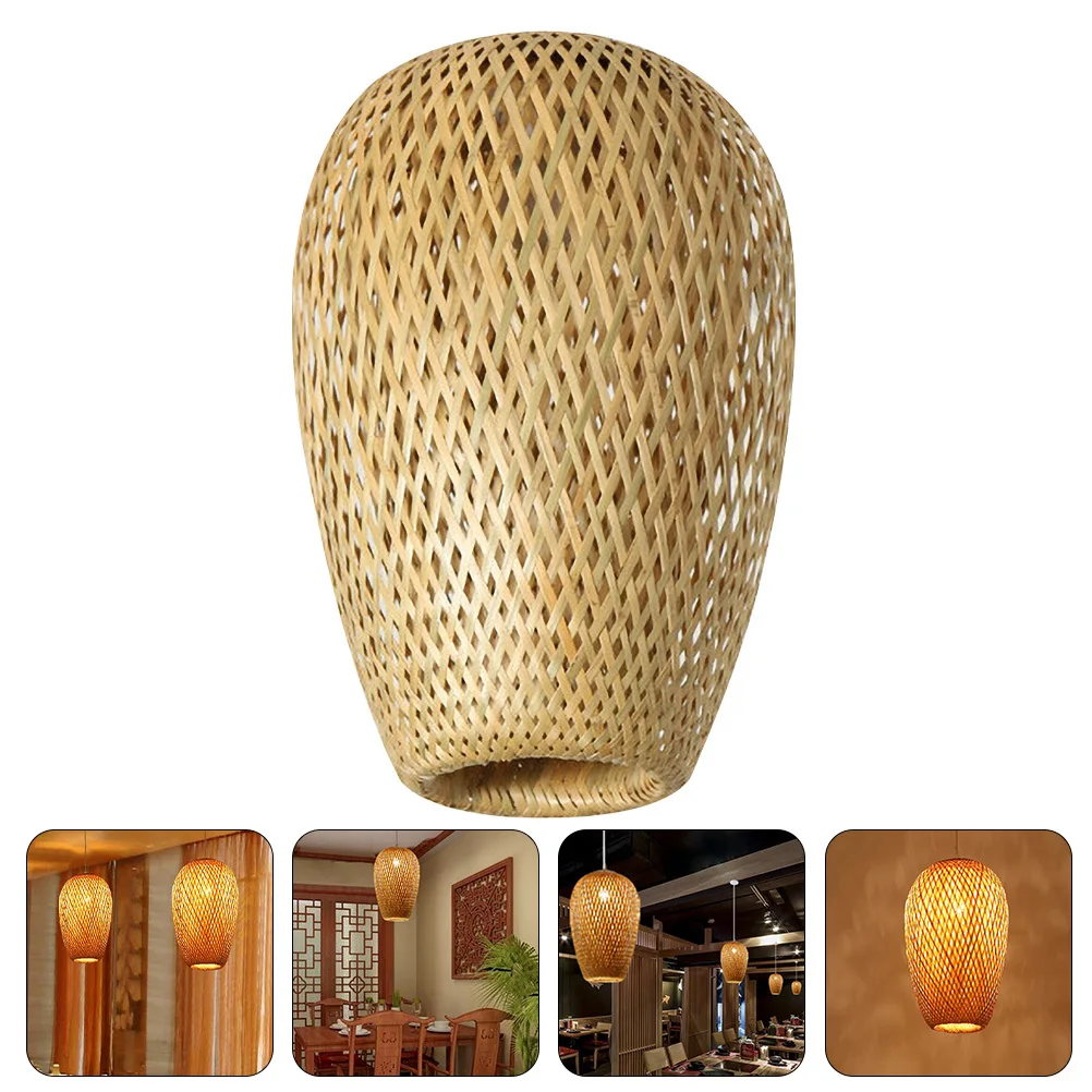 

Hanging Woven Bamboo Lampshade Rustic Style Decorative Light Cover For Home Restaurant Hotel Ceiling Pendant Lighting Shade