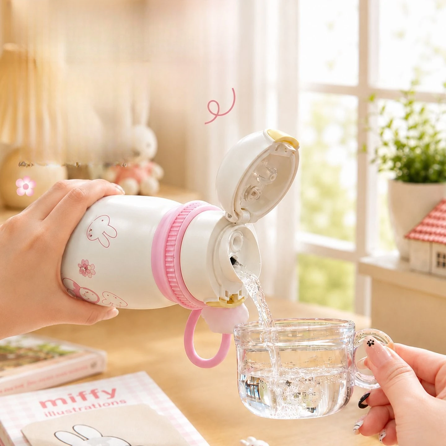 かわいいミッフィー316ステンレス鋼製断熱水筒、ストロー付き - Kids Outdoor Movies のレビューと価格