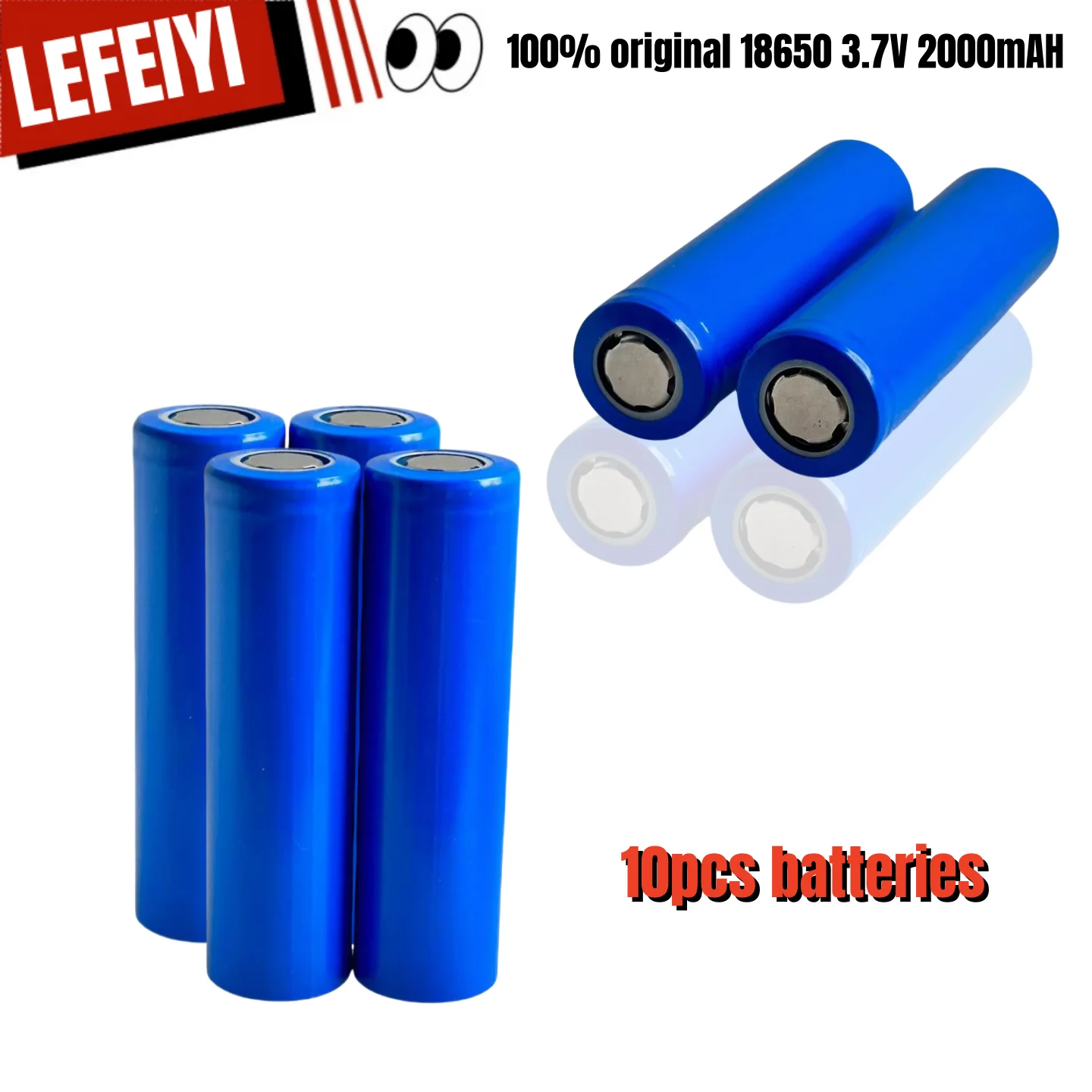 10pcs 100% original 18650 3.7V 18650 2000mAh rechargeable lithium battery flashlight battery