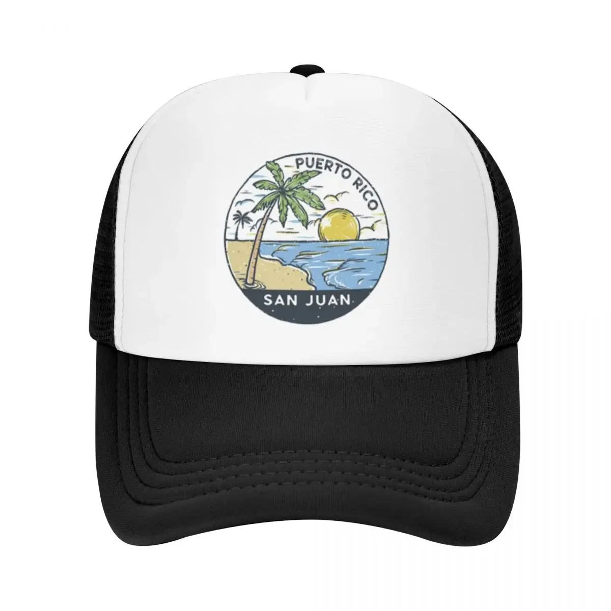 

San Juan Puerto Rico Island Adult Mesh Baseball Cap Womens Grid Snapback Caps Hip-Hop Sunscreen Hat