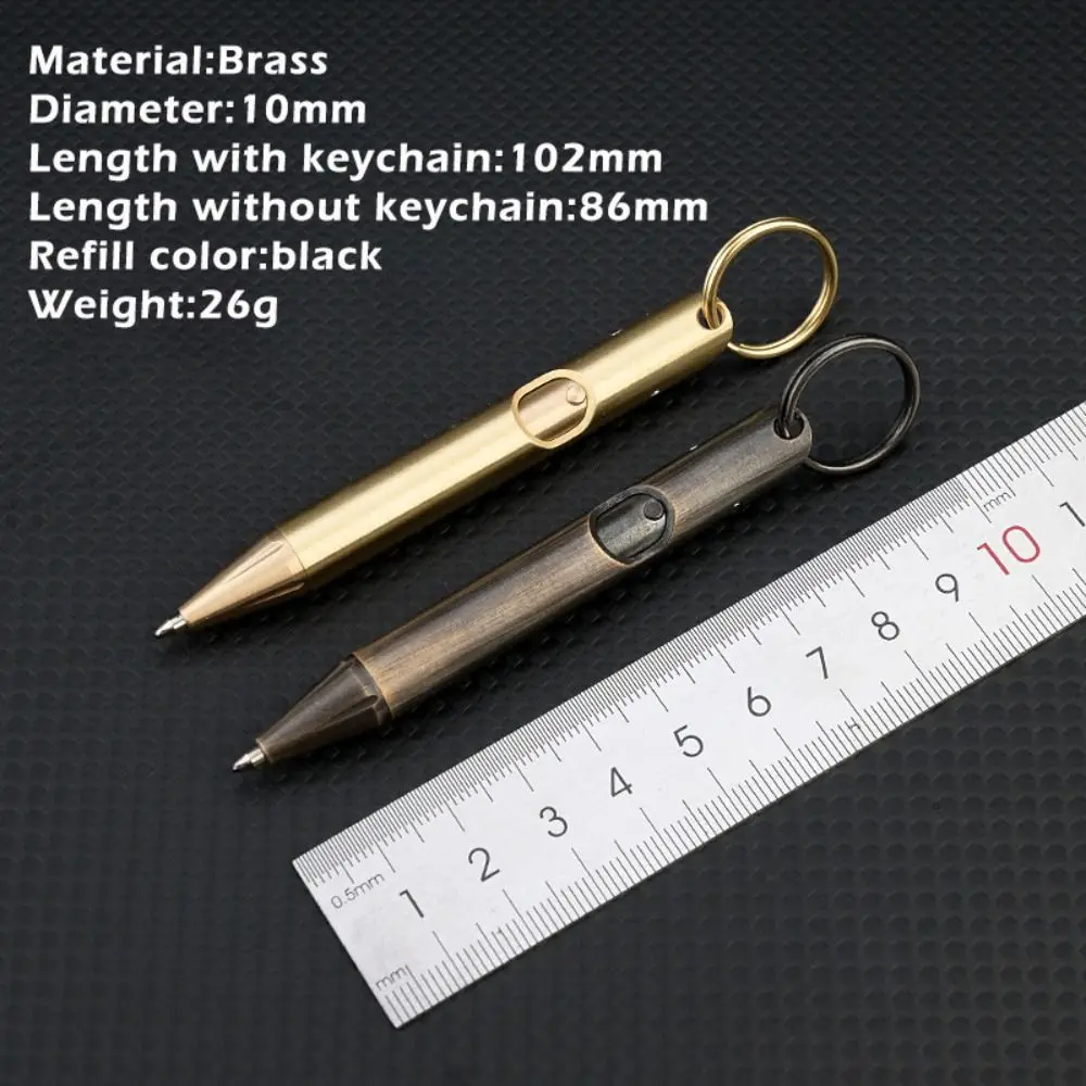 Multifunctional Brass Mini Ballpoint Pen with Keychain Portable Gel Pen Writing Pen Outdoor - view 2