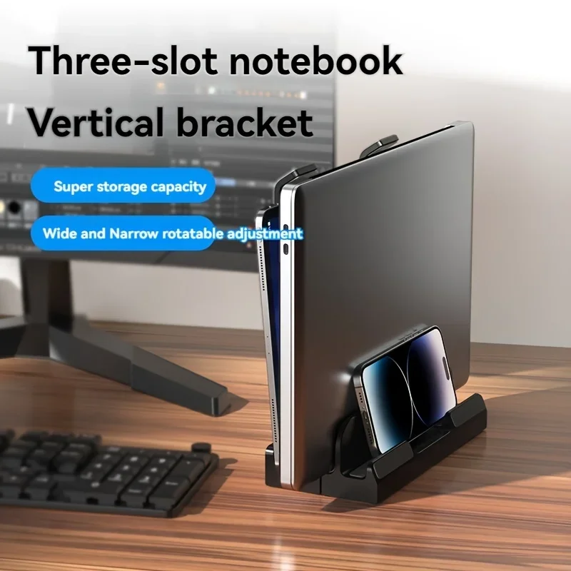 Cooling computer support bracket, suspended laptop stand, 16 inch vertical elevated computer stand