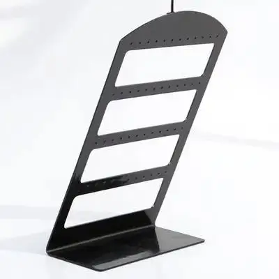 

4-Tier 24 Holes 12 Pairs Earrings Plastic Display Stand Black 13.5X5X18Cm Durable Jewelry Organizer For Home Store Gift Women