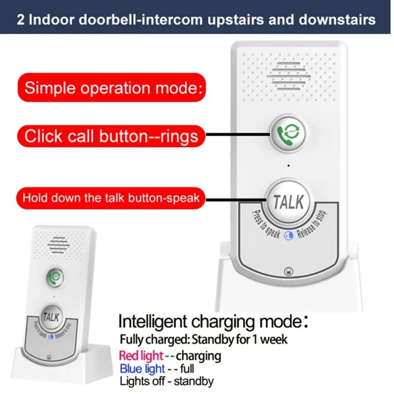 2.4G Wireless Long Distance Door Phone Intercom Doorbell 2 Way Audio Voice Sender&Reciever For  Hotel Call