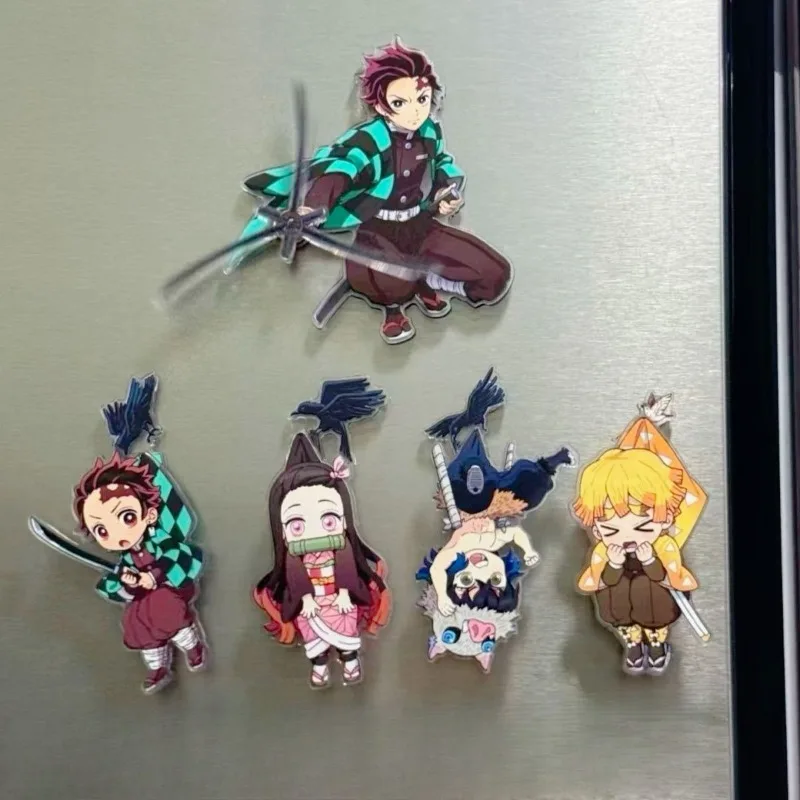 

Demon Slayer Kamado Tanjirou Hashibira Inosuke Anime Action Figure Rotating Fridge Magnet Adorable Peripheral Decor Gifts