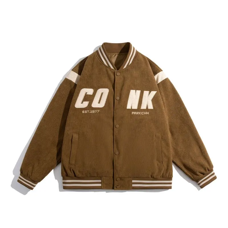 

Oversized Mens 100% Nylon Winter Jakcet High Quality Loose Fit Classical Street Zipper Coat Heavy Casual Corduroy Bomber Jackets