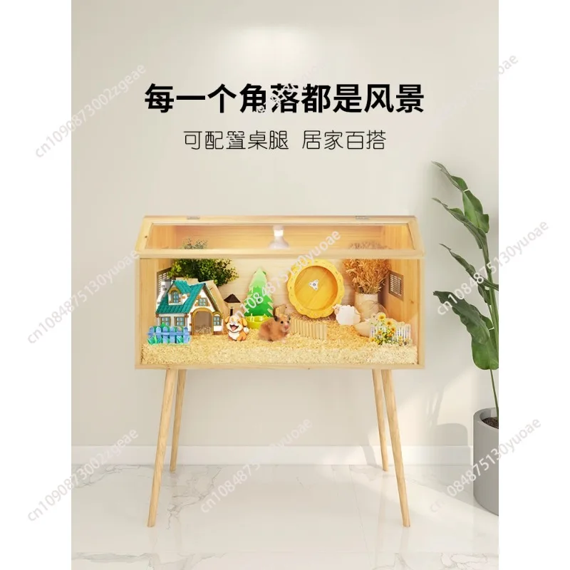 Hamster cage solid wood feeding box supplies nest landscaping special golden bear big luxury villa escape house insurance