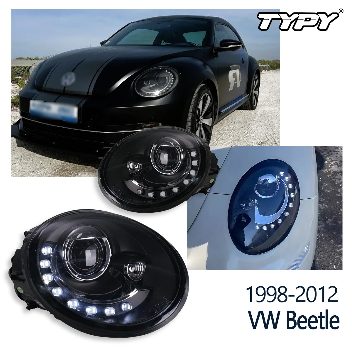 

TYPY New LED Car Headlights For VW Beetle 1998-2012 Headlight Signals Auto Accessories Daytime Running Lights