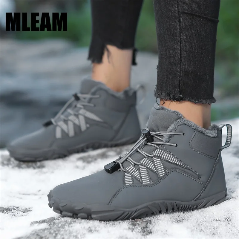 

Men Casual Cotton Shoes Winter Fleece Warm Sneakers Women Outdoor Sports Snow Shoes Hiking Shoes High Top Sneakers Size 36-47