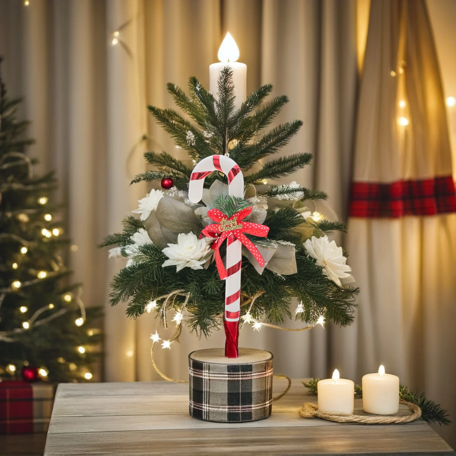 

3pcs Christmas Candy Cane Ornaments Elegant Hanging Decor Festive Tree Bright Durable Holiday Decorations for Home Store Party