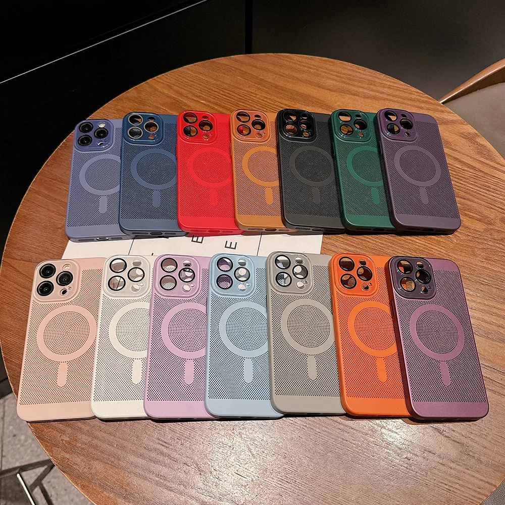 Heat Dissipation Mesh For Magsafe Magnetic Wireless Charging Case For iPhone 11 13 15 14 12 16 Pro Max Candy Breathable Cover - Image 3