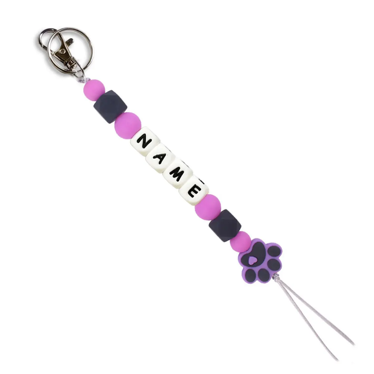 Personalized Dog Paw Pattern Colorful Name Keychain