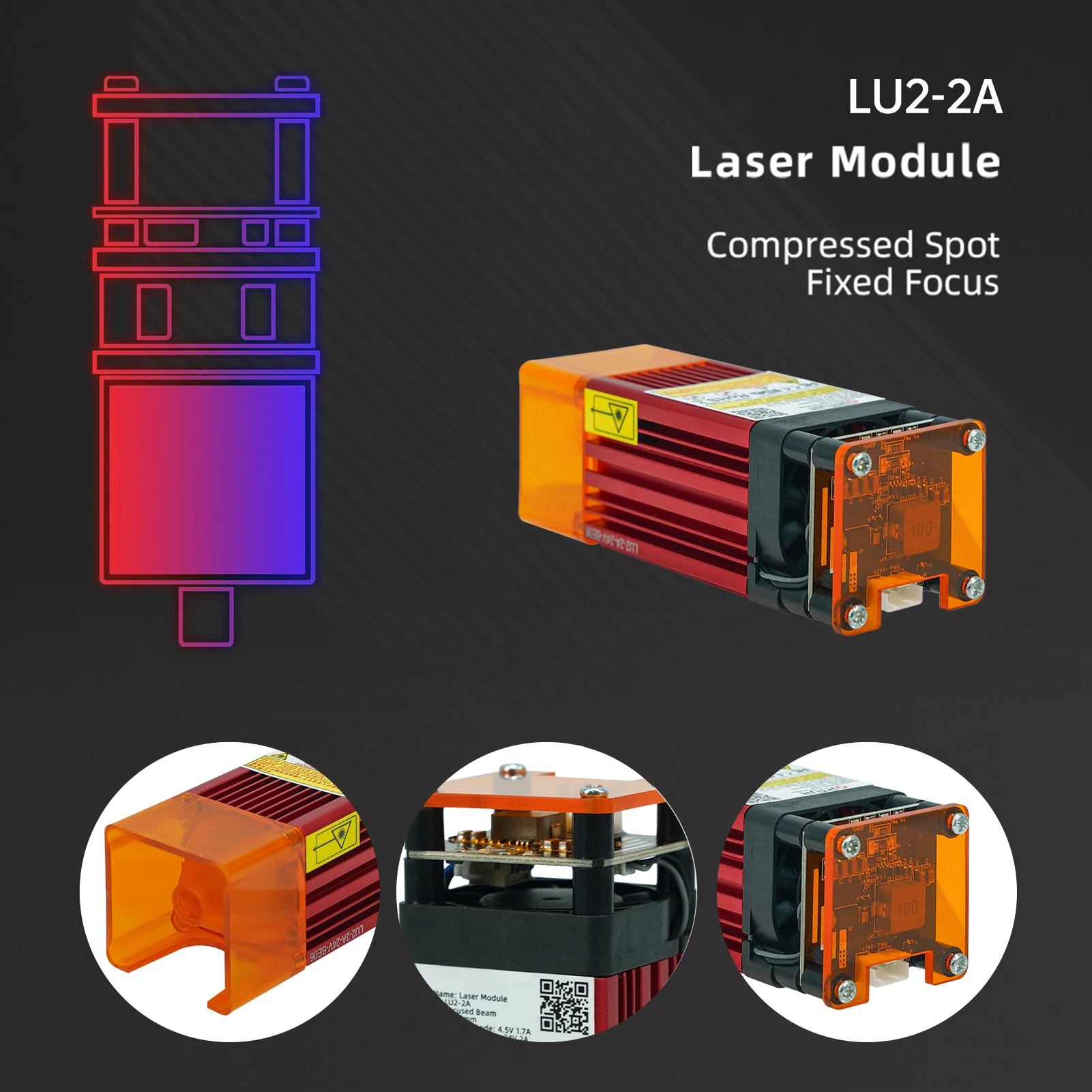 ORTUR LU2-4-SF 24V upgraded laser module 5W laser power fixed focus engraving machine accessories