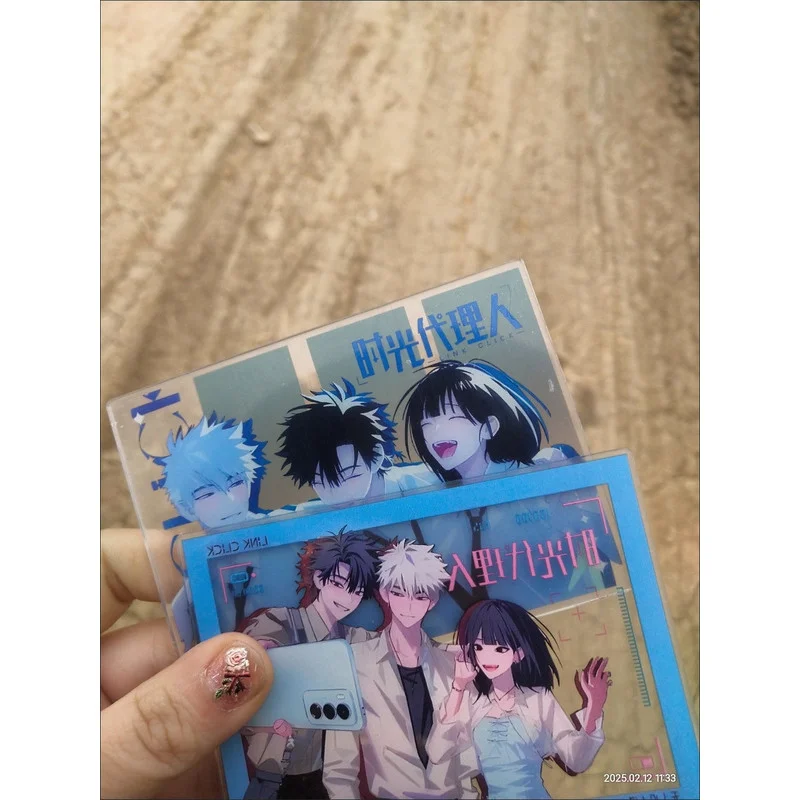 2Pcs/Set Link Click Shi Guang Dai Li Ren Photo Props Diy Acrylic Transparent Card Xiaoshi Lu Guang Charles Lucas Rⅰn Qiao Ling