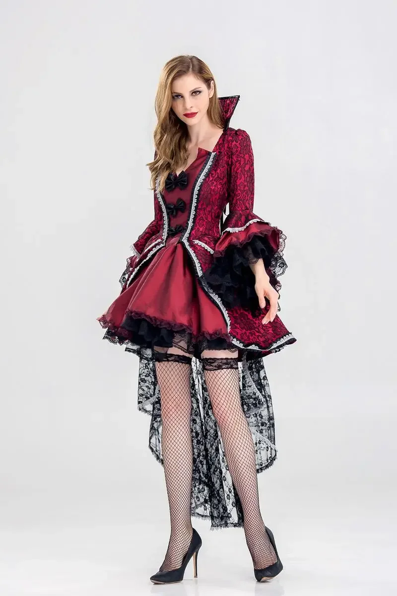 Deluxe Halloween Gothic Vampire Queen Costume Cosplay donne adulte carnevale Fantasia vampiro Cosplay vestito operato