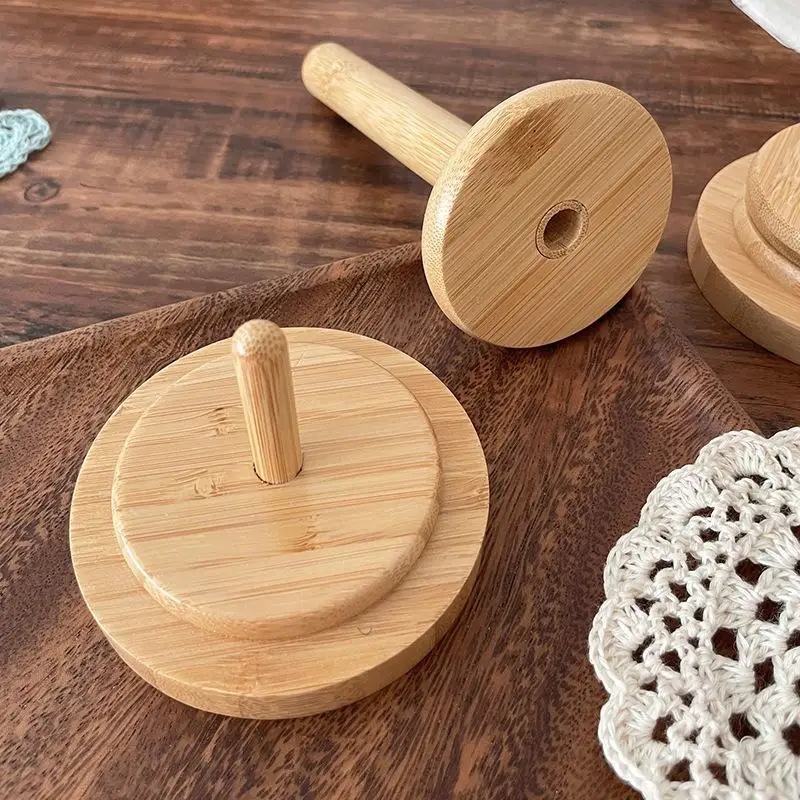 /Vly/Wood Yarn Stand Yarn Spool Home Braided Yarn Spool Storage Stand Stable Non Slip Table Top Rotary Ball Wooden Winder Bamboo