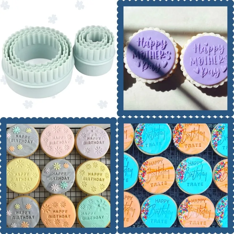 8 / Set Plastic Molds Cake Circle Cookie Cutter Scone Cookie Cutter Plastic Cookie Press Edge Fudge Cutter Reusable Cookie Tools