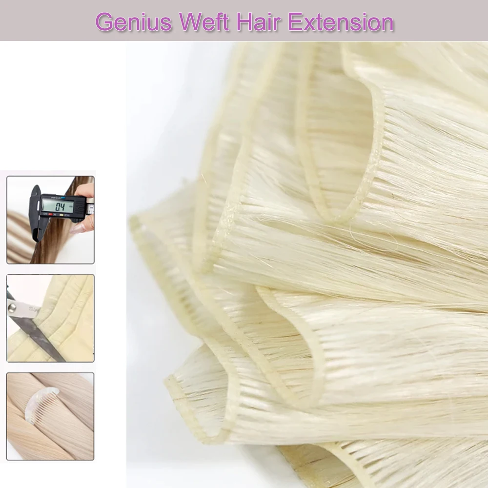 عبقرية لحمة شعر بشري روسي ملحقات 20-22 بوصة 50 جرام بشرة الانحياز سلس لصنع شعر مستعار وصلات شعر #5