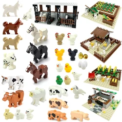 Farm Pasture MOC Building Blocks, Bricks Brinquedos, Galinheiro Estável, Canil, Animal, Porco, Cão, Cavalo, Ovelha, Vacas, Compatível com Lego