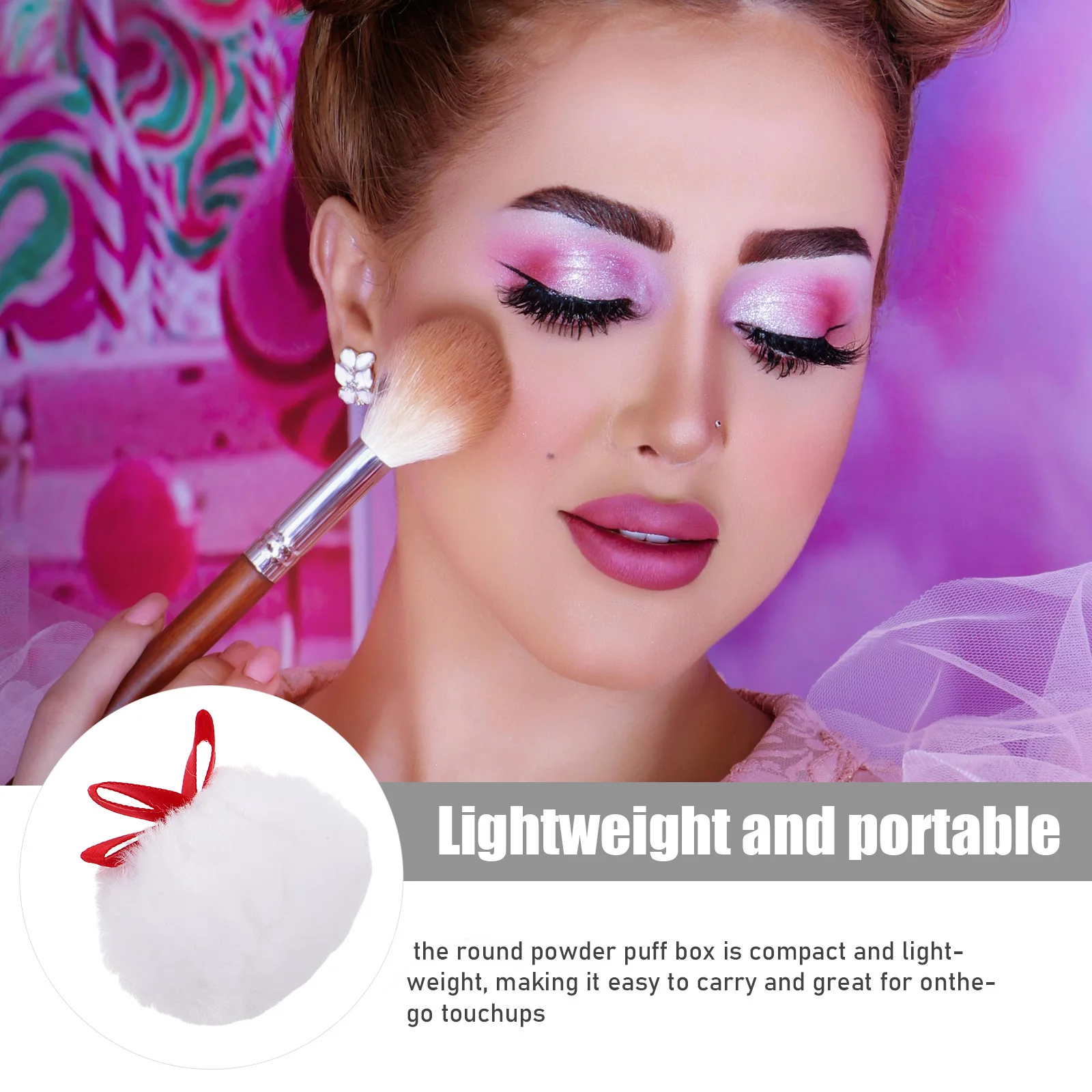 6 قطع من وسادة منتفخة للمكياج الناعمة للوجه، بودرة أحمر الخدود، أداة تجميل لطيفة صحية وقابلة للغسل، مستديرة محمولة #2