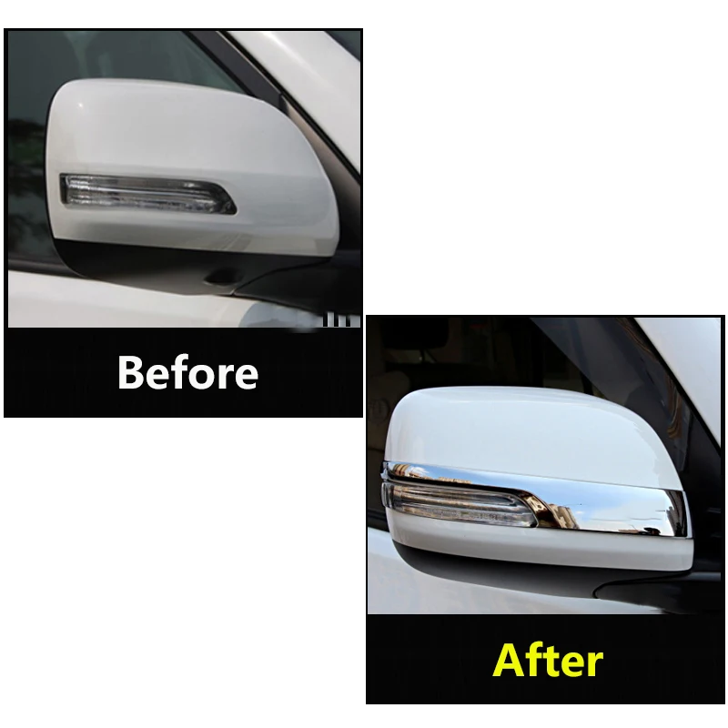 Chrome Car Rearview Mirrors Cover Trim Strip Sticker For Toyota Land Cruiser Prado 150 2010-2018 2019 2020 Exterior Accessories