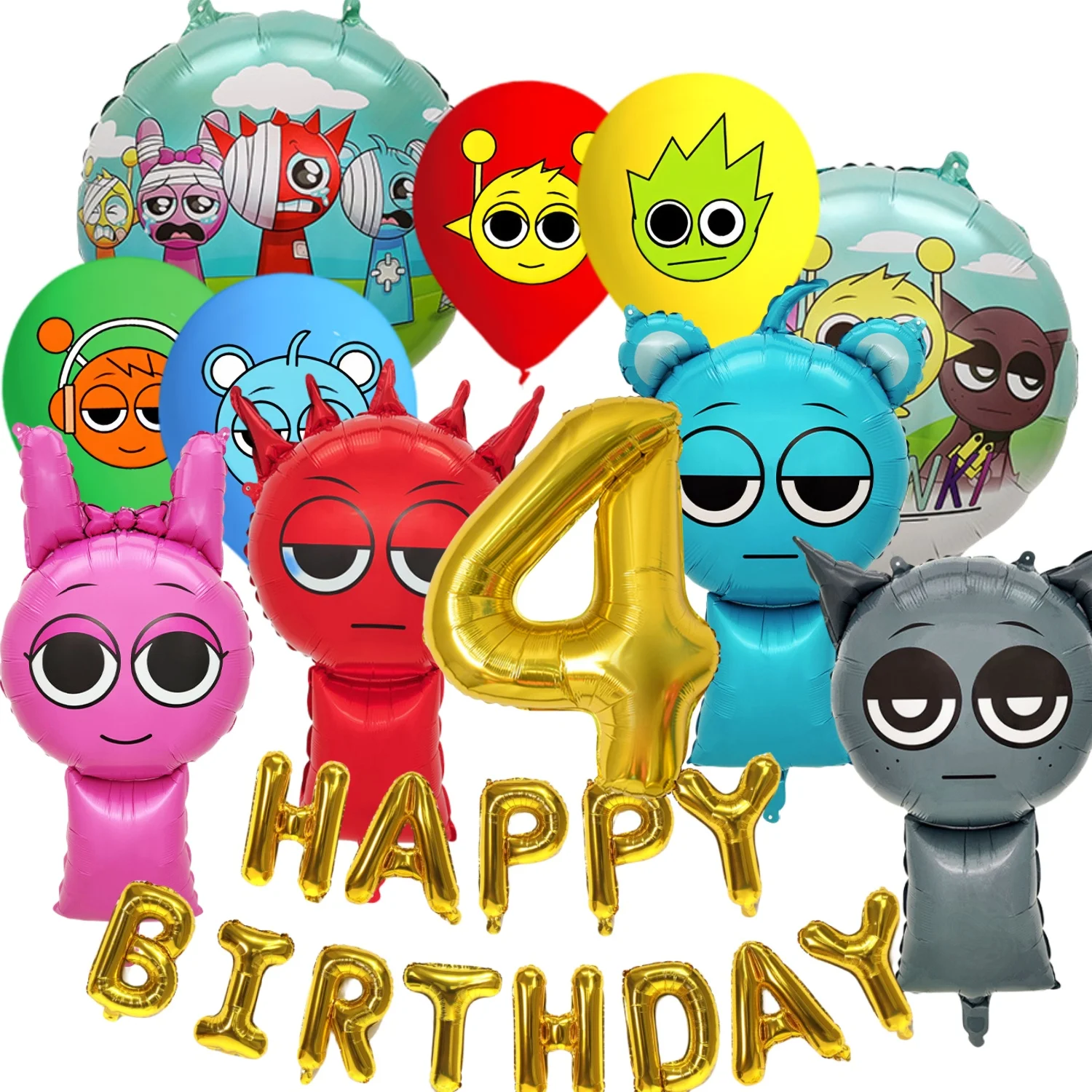 Sprunki Ballon-Set, Sprunki Geburtstagssachen, Unglaubliche Box, Party, Sprunki, Geburtstagsballons, Babyparty, sprunkige Geburtstagsparty-Geschenke