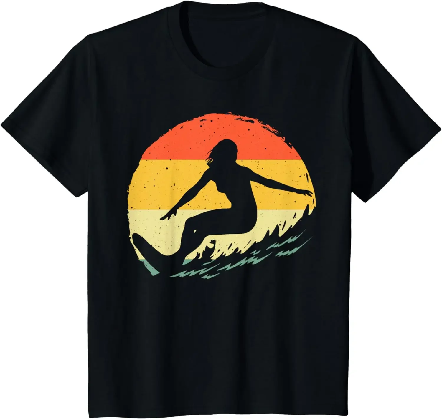 Surf Art for Women Girls Beach Surfer Hawaiian Wave Surfing T-Shirt  Women Clothing Tops Graphic T Shirts Ropa Mujer