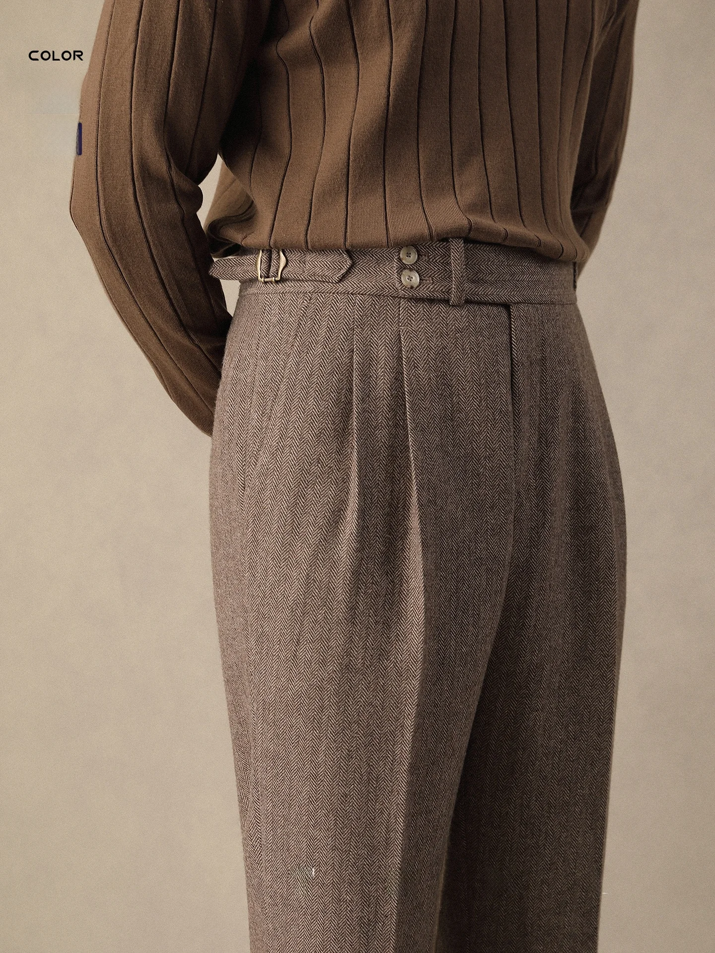 

Мужские шерстяные повседневные брюки прямого кроя на осень-зиму, с пуговицами, драпировкой, не требующие глажки, длинные, деловые, повседневные, теплые, с высокой талией