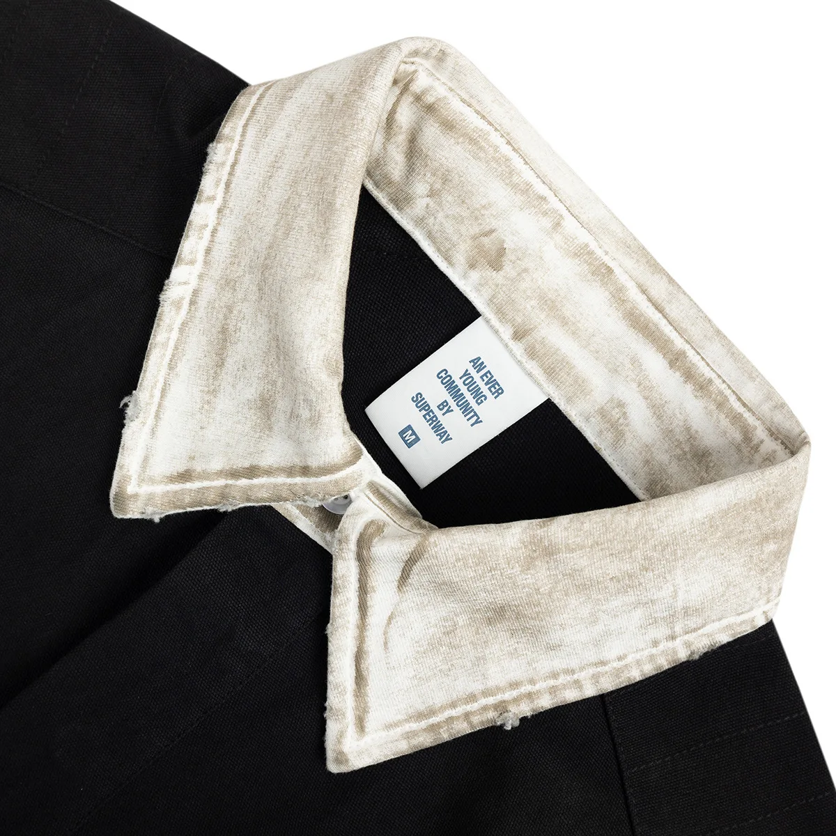 Spring Summer New Trendy Brand Waed Destroyed Patchwork Collar Long Sve  Loose Fit Cotton Geometric Print Men's T-irt