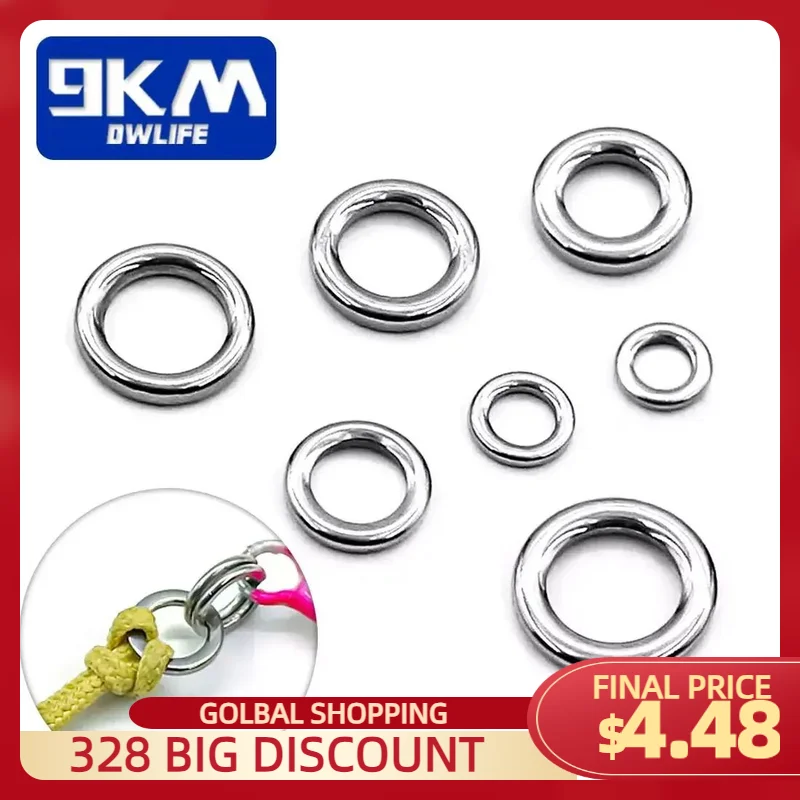 Fishing Solid Ring 20~100Pcs Fishing Lure Connectors Stainless Steel Snap Fishing Accessories Solid Ring Saltwater Tackle Chrome