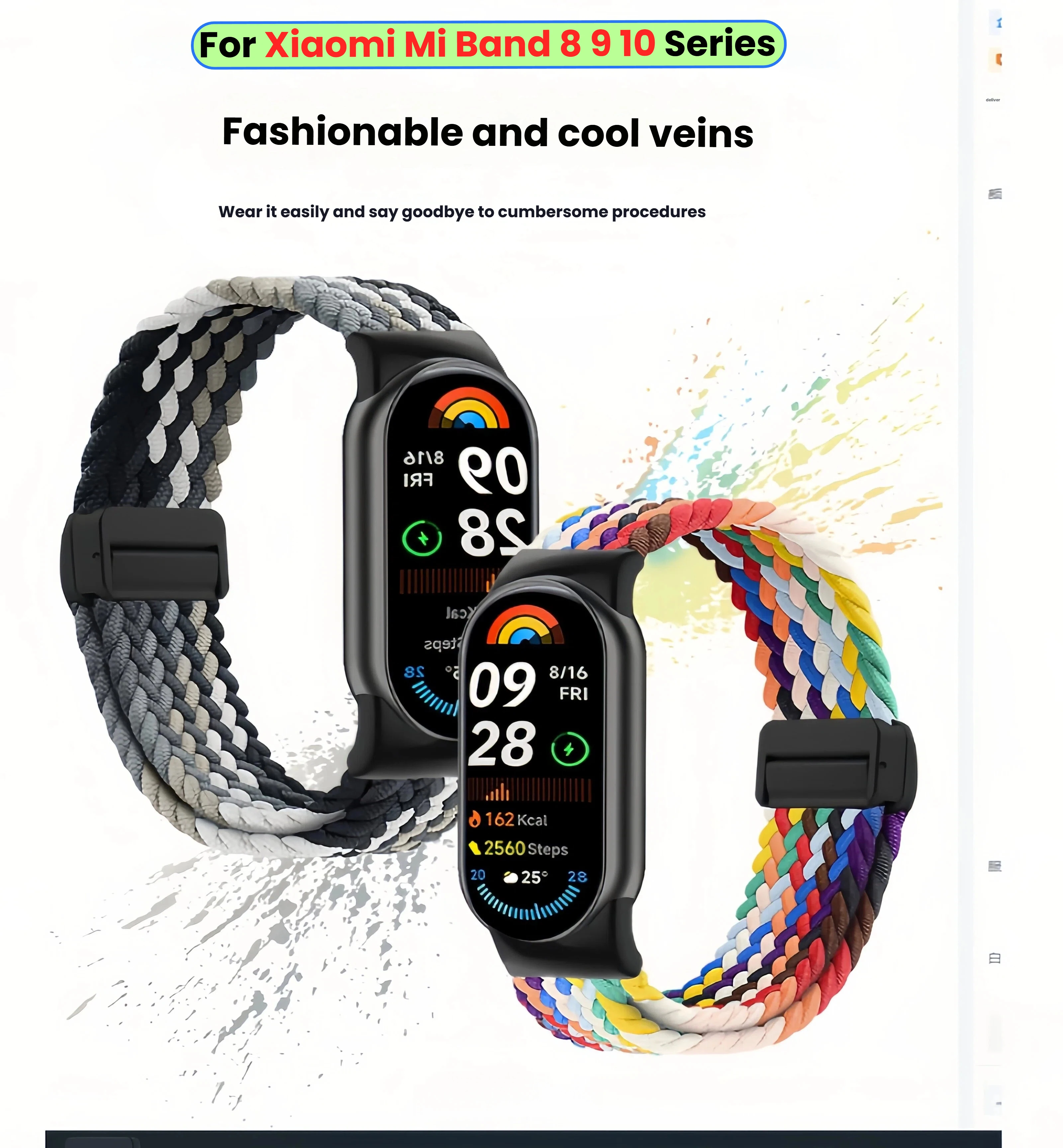 

Nylon Strap for Xiaomi Mi Band 9 8 High Quality Breathable Sports Wristband for Mi Band 10 9 Smart watch strap Accessories