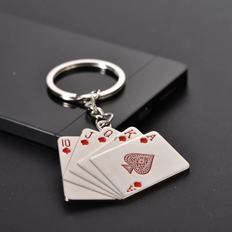 Modischer Poker-Schlüsselanhänger, Unisex, 2 Farben, O-förmige Schnalle, Metallanhänger, Schlüsselanhänger, Bar, Party, Camping, Zubehör, Tasche, Auto, täglicher Halter